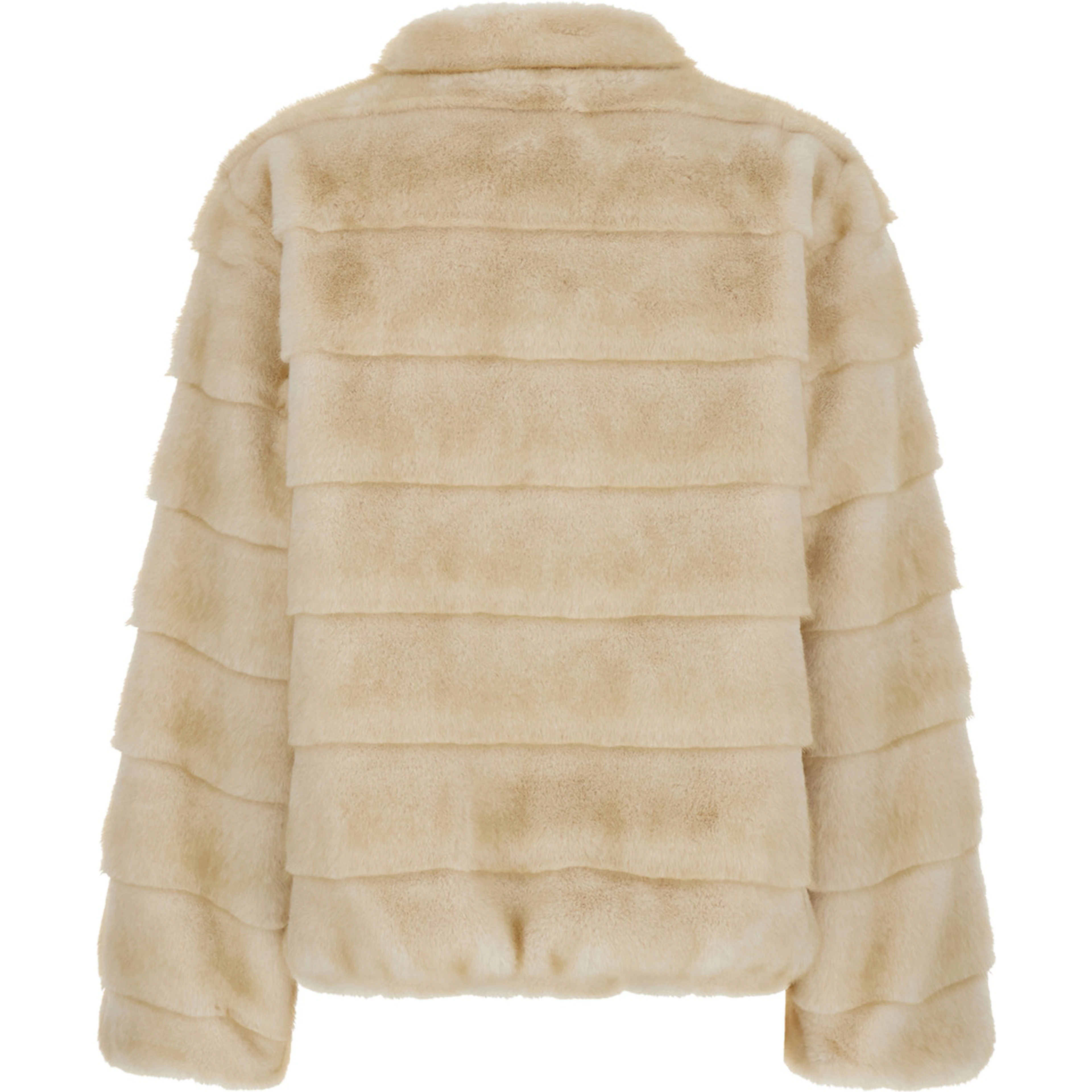 Beige Shearling with raised collar in eco-fur for women