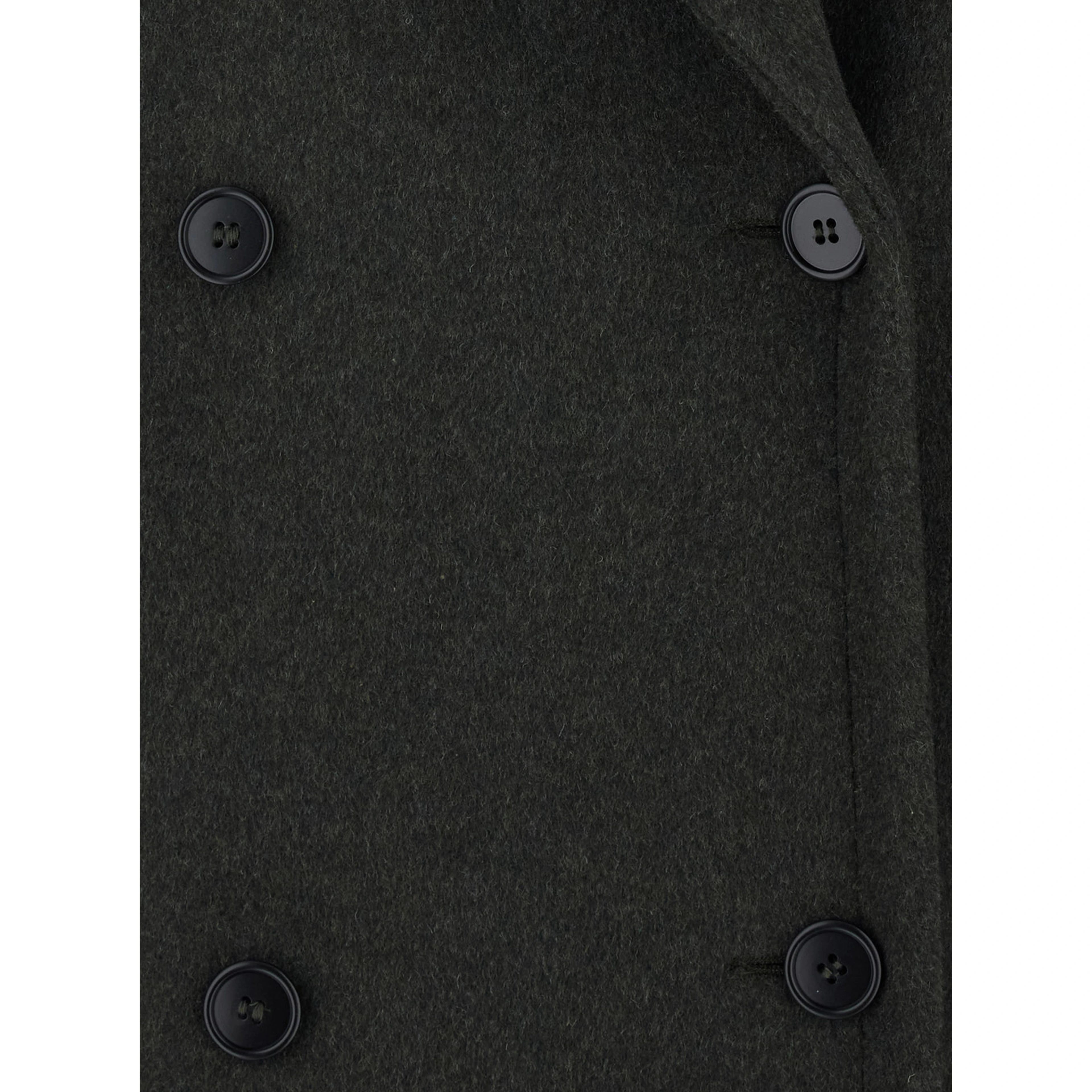 Green Long Oversized Coat with Notched Collar and Double-Breasted Closure in Fabric for Women