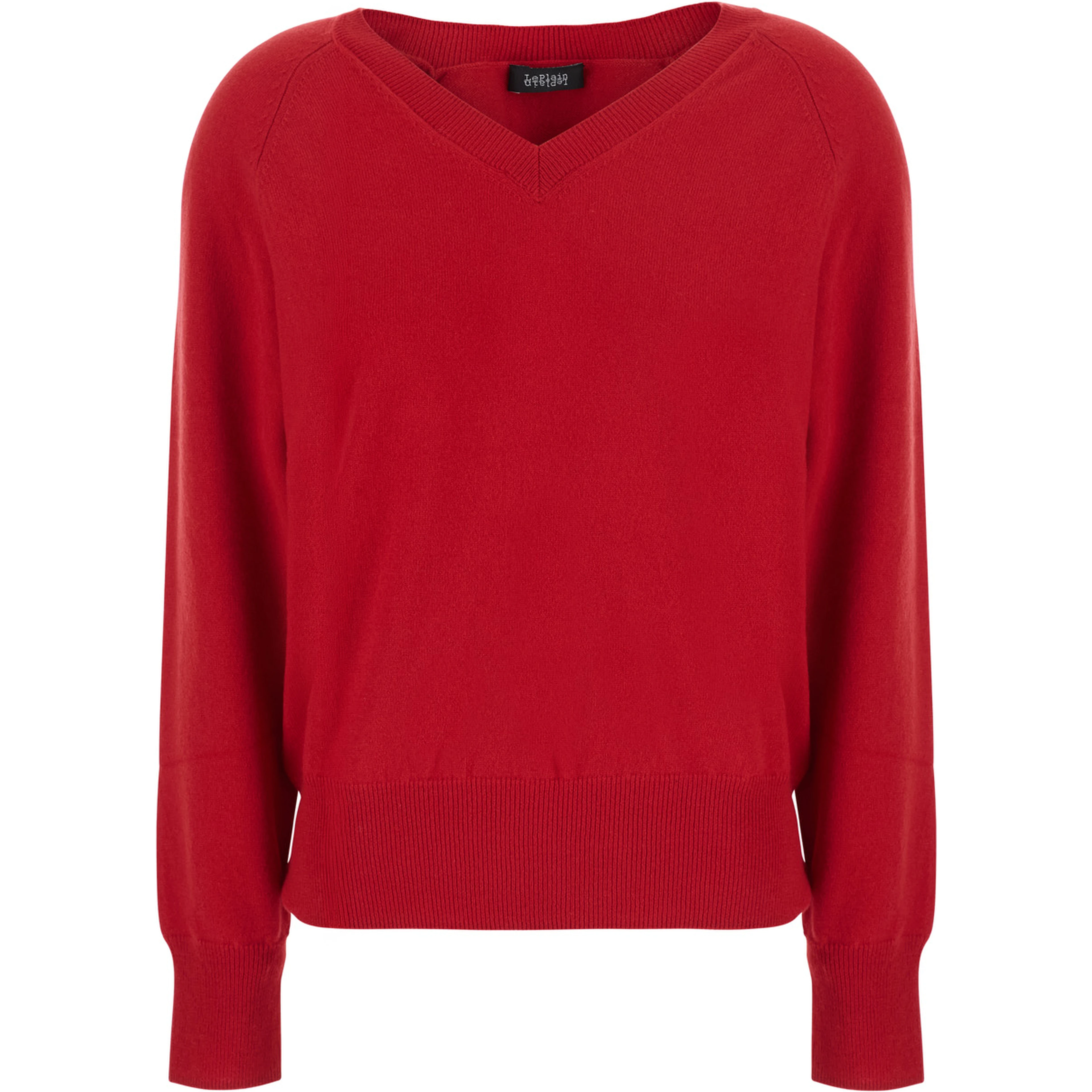 V NECK 12GG Sweater with cashmere and red for women