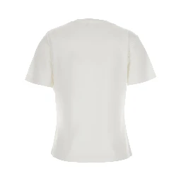 T-shirt with embroidered details and short sleeves in white cotton and spandex unisex