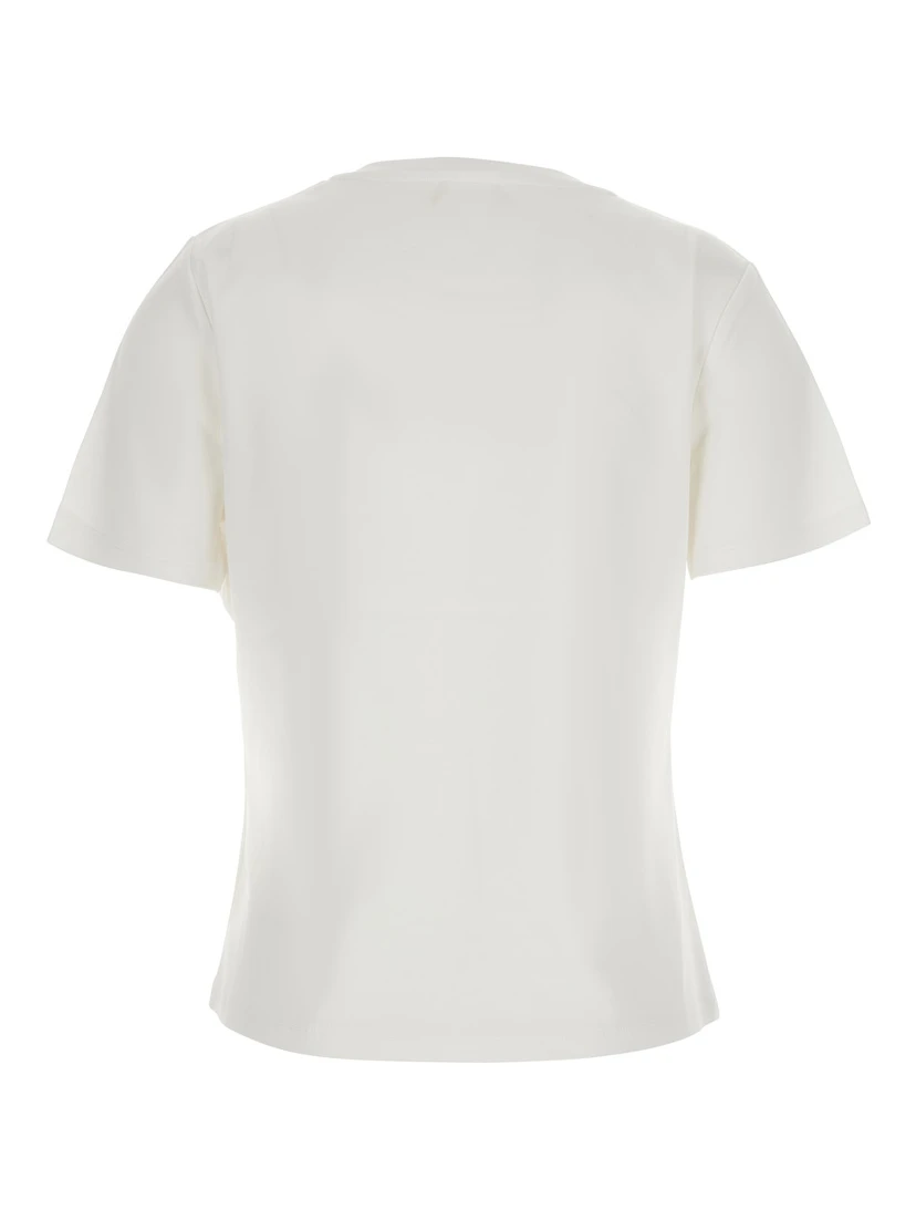 T-shirt with embroidered details and short sleeves in white cotton and spandex unisex