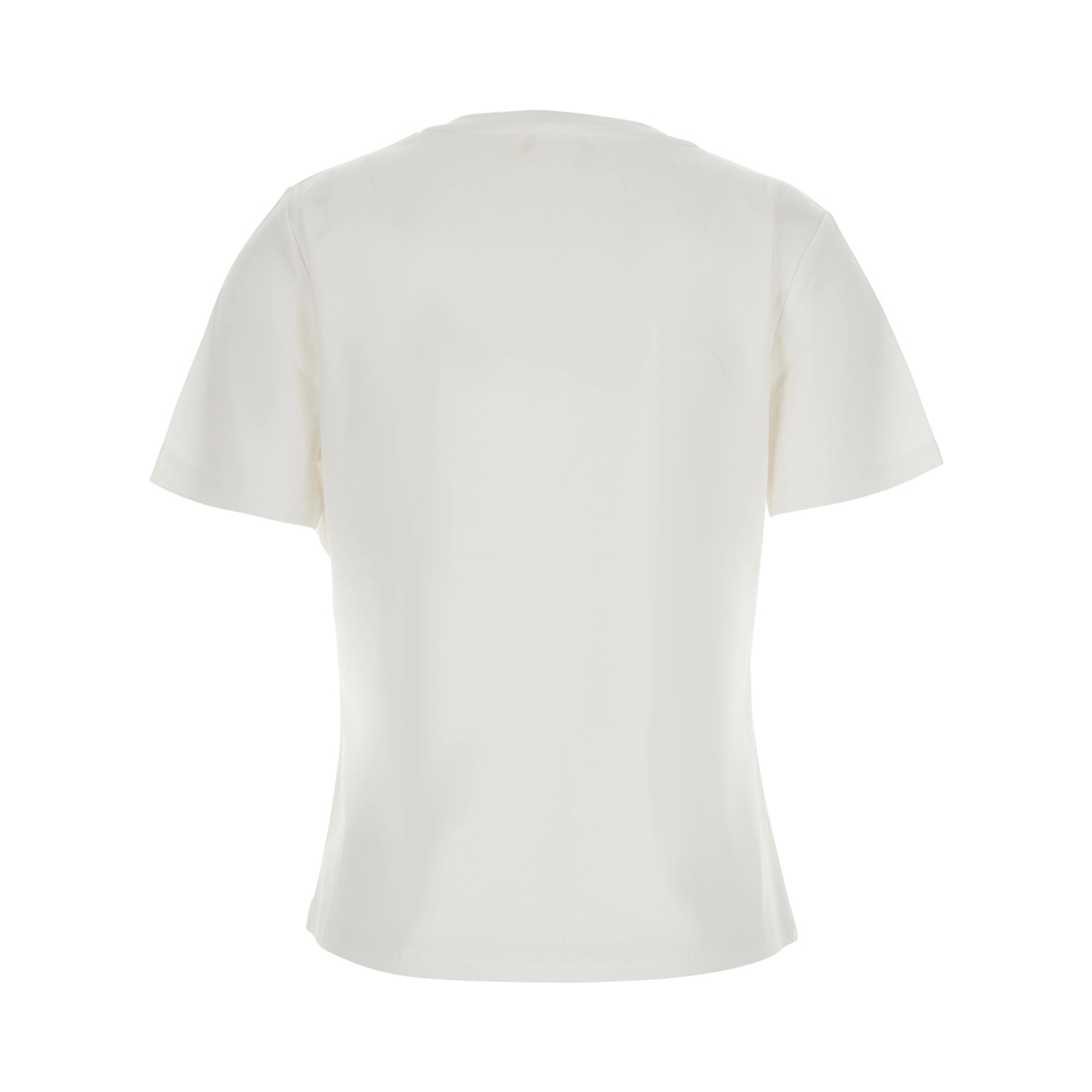 T-shirt with embroidered details and short sleeves in white cotton and spandex unisex