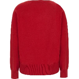 V NECK 12GG Sweater with cashmere and red for women