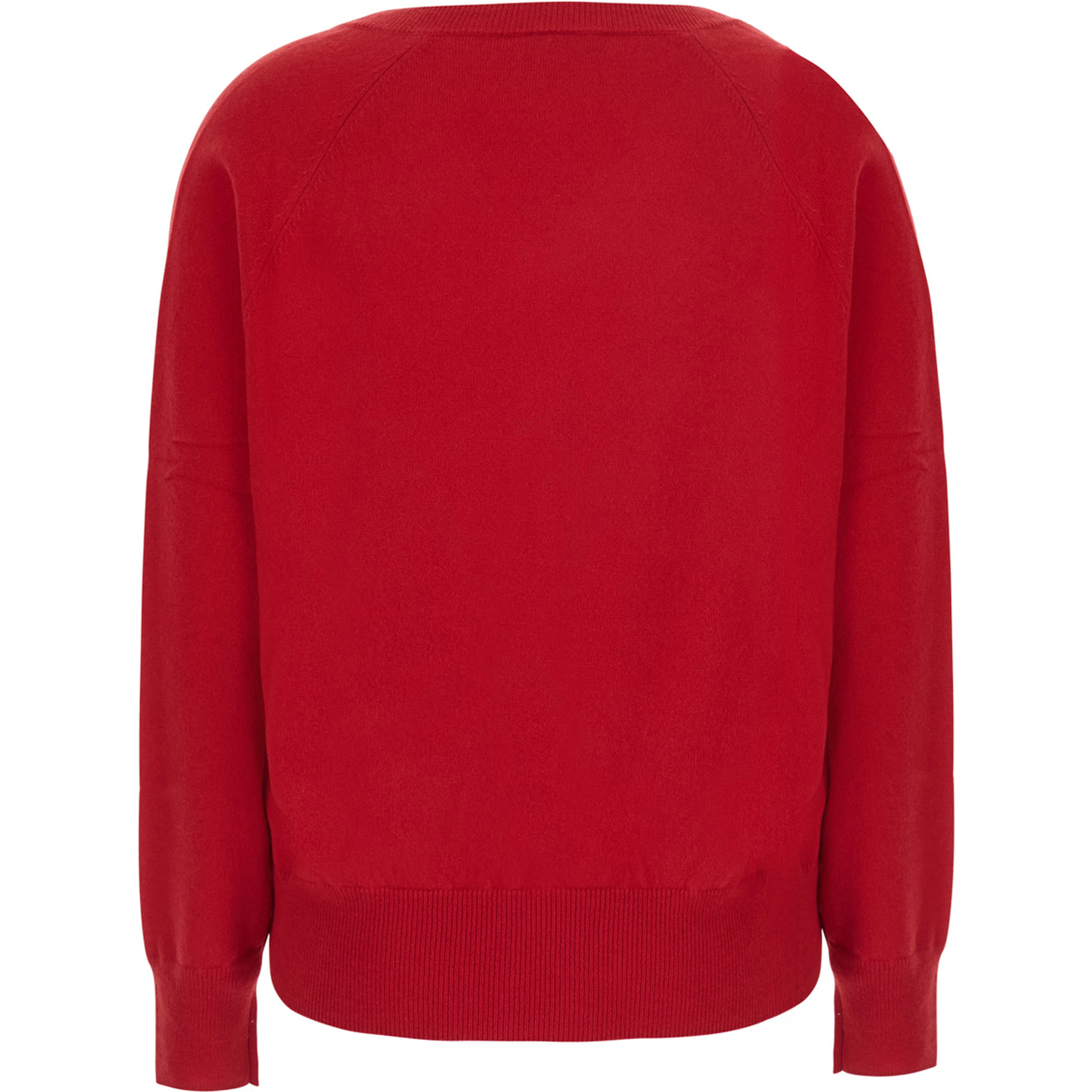 V NECK 12GG Sweater with cashmere and red for women