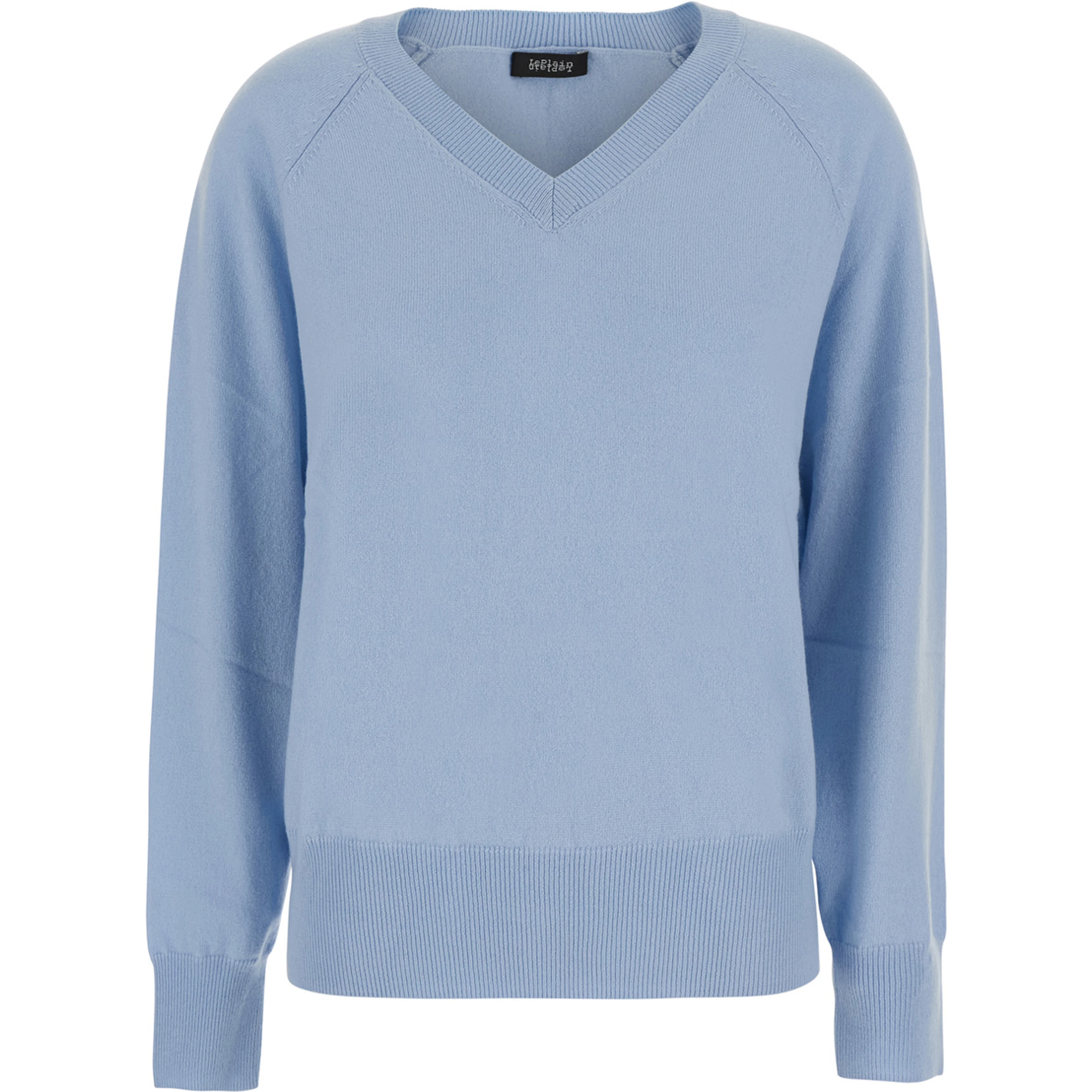 V NECK 12GG Sweater with V-neck and long sleeves in Cashmere Blue for women