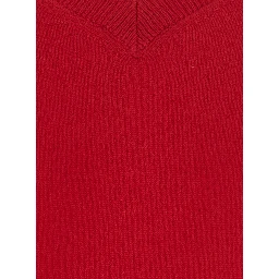 V NECK 12GG Sweater with cashmere and red for women