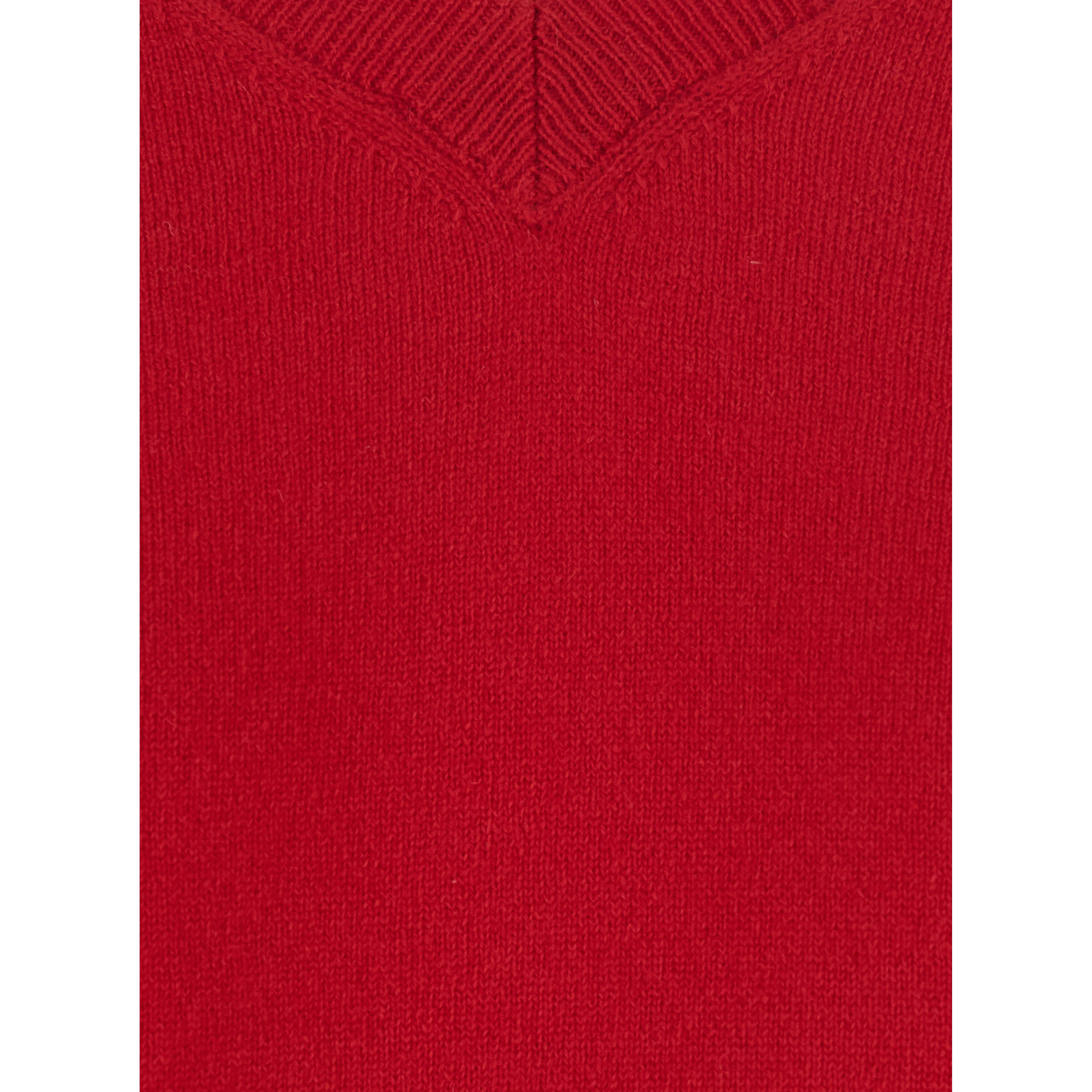 V NECK 12GG Sweater with cashmere and red for women