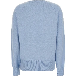 V NECK 12GG Sweater with V-neck and long sleeves in Cashmere Blue for women