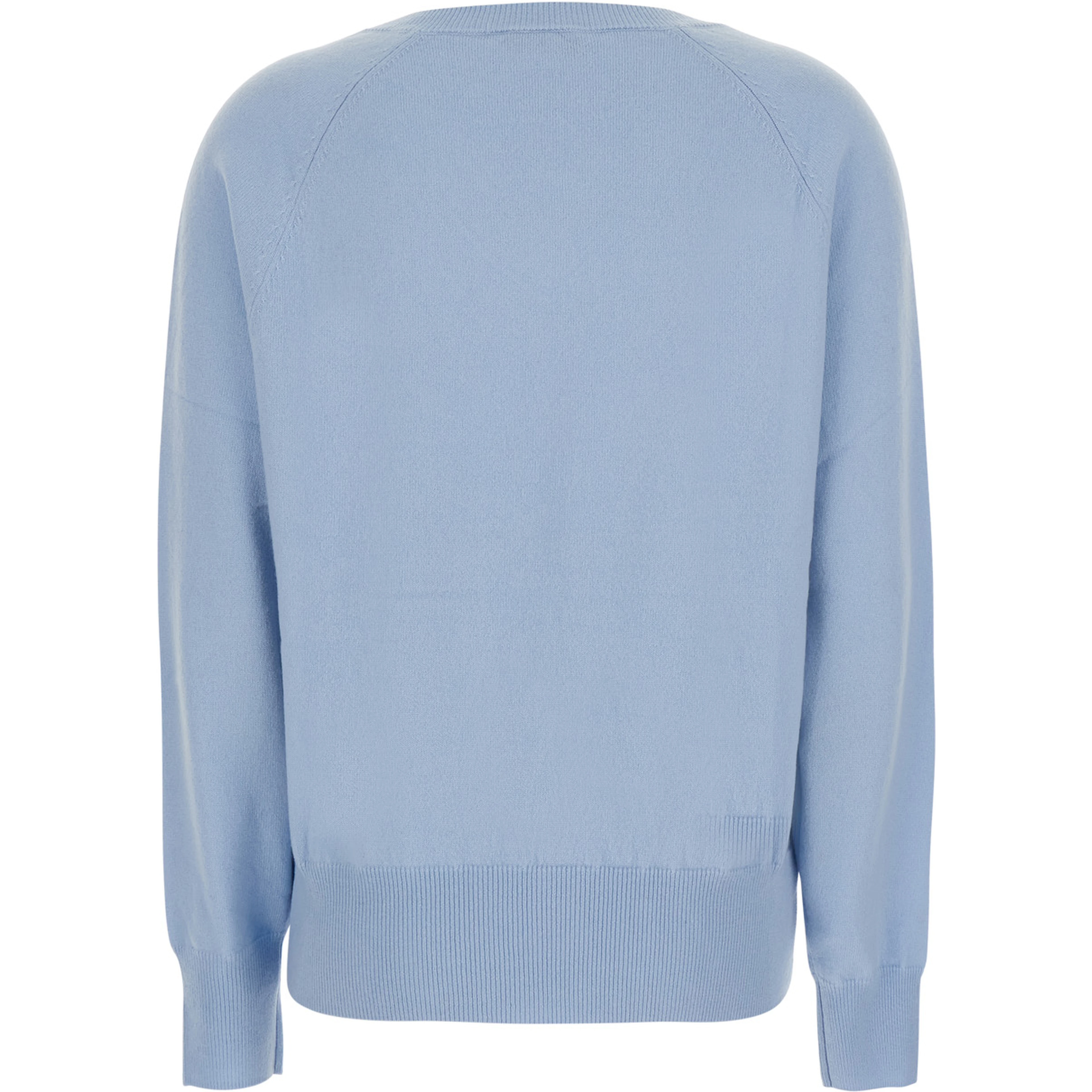 V NECK 12GG Sweater with V-neck and long sleeves in Cashmere Blue for women