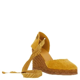 Camilla Yellow Wedges with Ankle Strap in Suede for Women