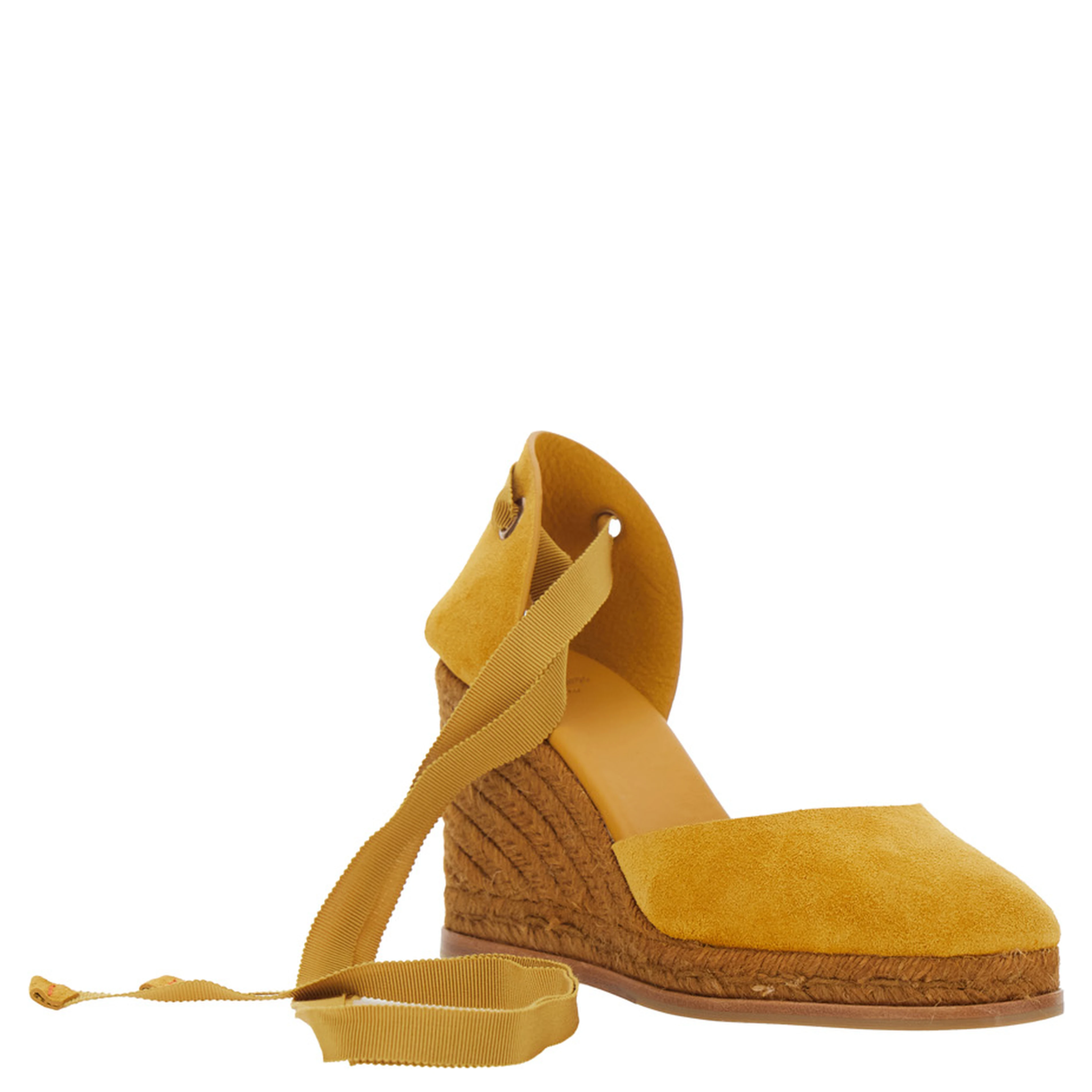 Camilla Yellow Wedges with Ankle Strap in Suede for Women