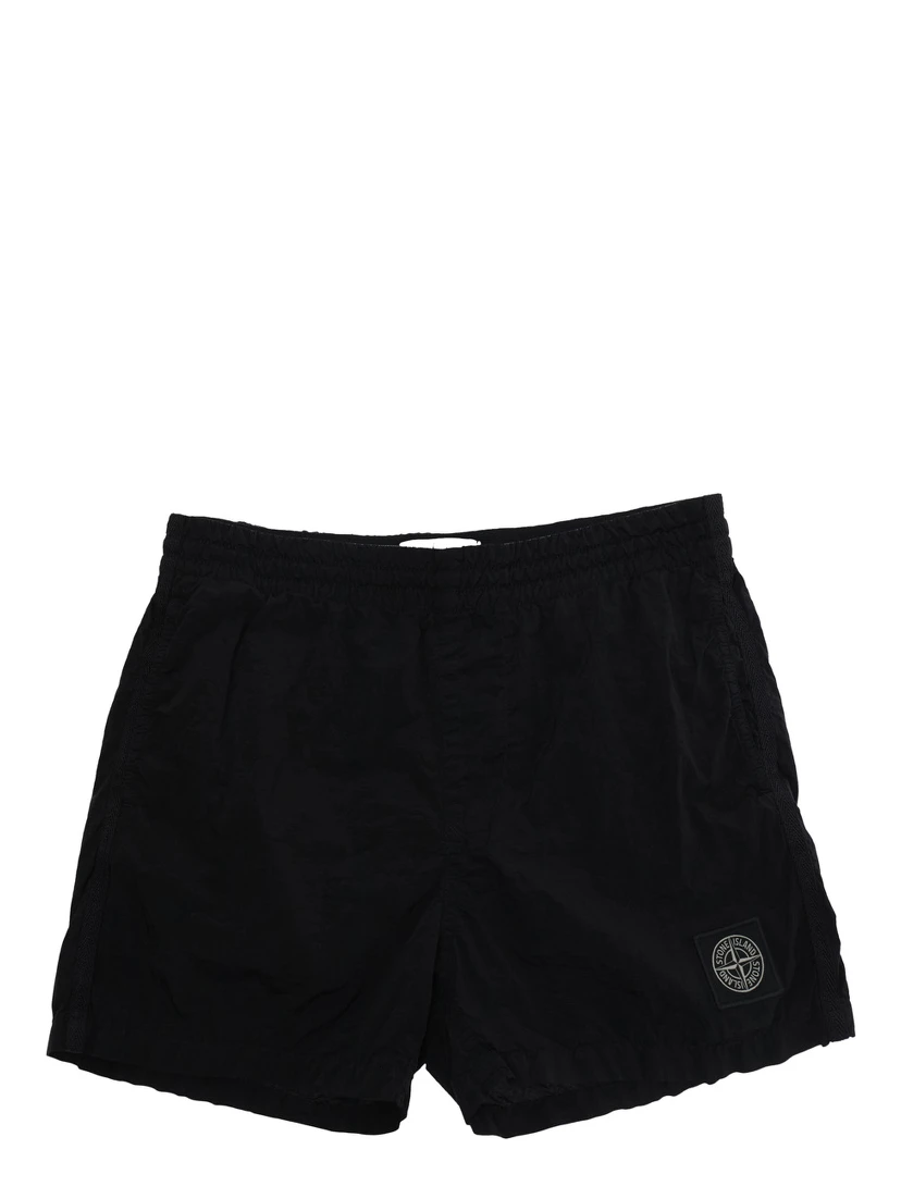 Black Shorts L1S16B100002S0043V0029 with Welt Pocket and Logo on the Back in Polyamide Kids