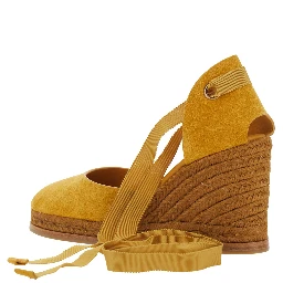 Camilla Yellow Wedges with Ankle Strap in Suede for Women