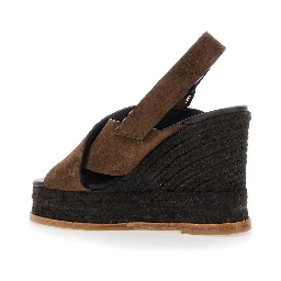 Bettina Brown Wedges with Adjustable Strap and Logo on the Insole in Leather for Women