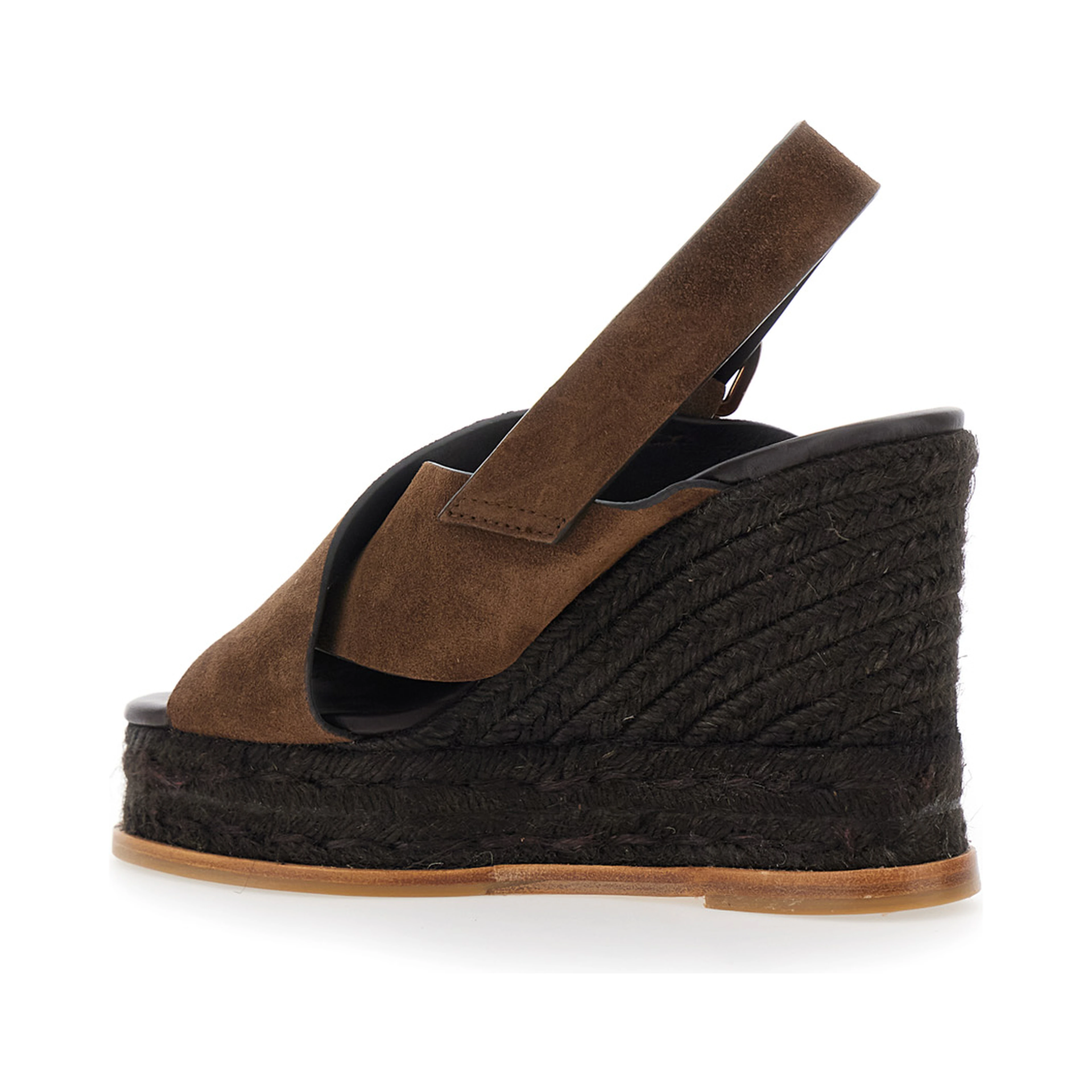 Bettina Brown Wedges with Adjustable Strap and Logo on the Insole in Leather for Women