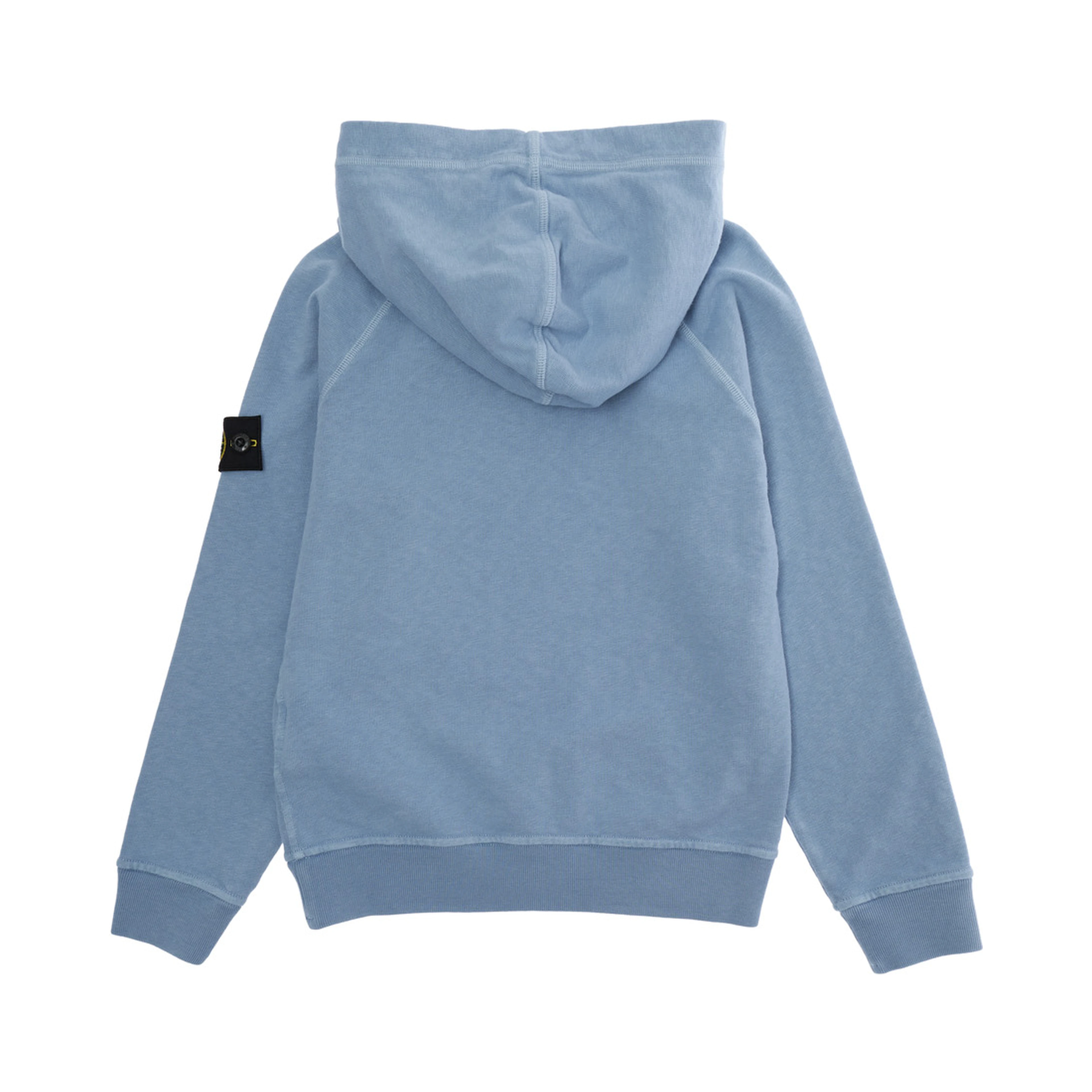 Crewneck Sweatshirt "Stone Island" with Logo Patch on Sleeve in Blue Cotton for Kids
