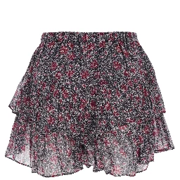 Jocadia Violet Shorts with Elastic Waist and All-Over Floral Motif in Cotton Woman