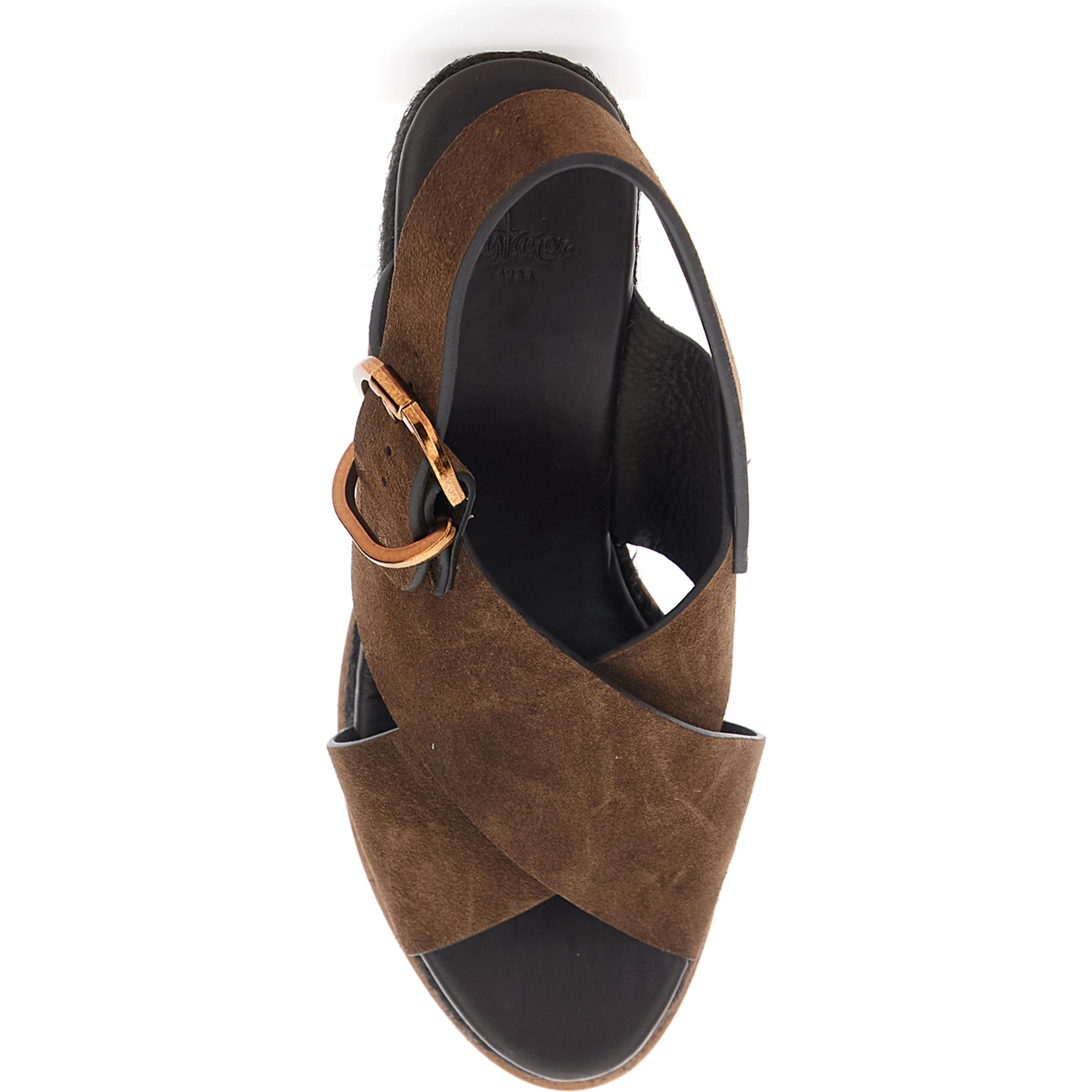 Bettina Brown Wedges with Adjustable Strap and Logo on the Insole in Leather for Women