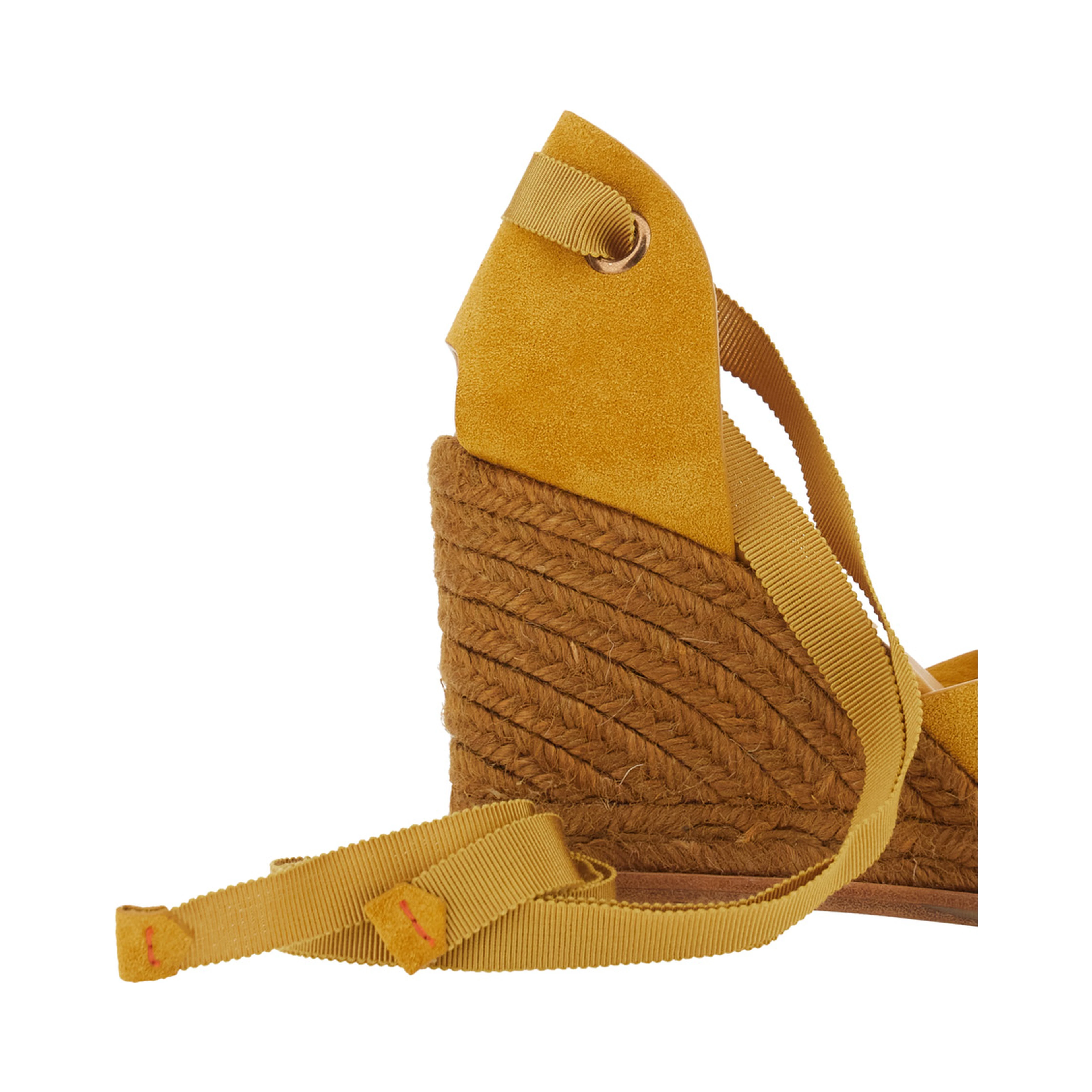 Camilla Yellow Wedges with Ankle Strap in Suede for Women