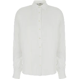 Antonia White shirt with classic collar in linen for women