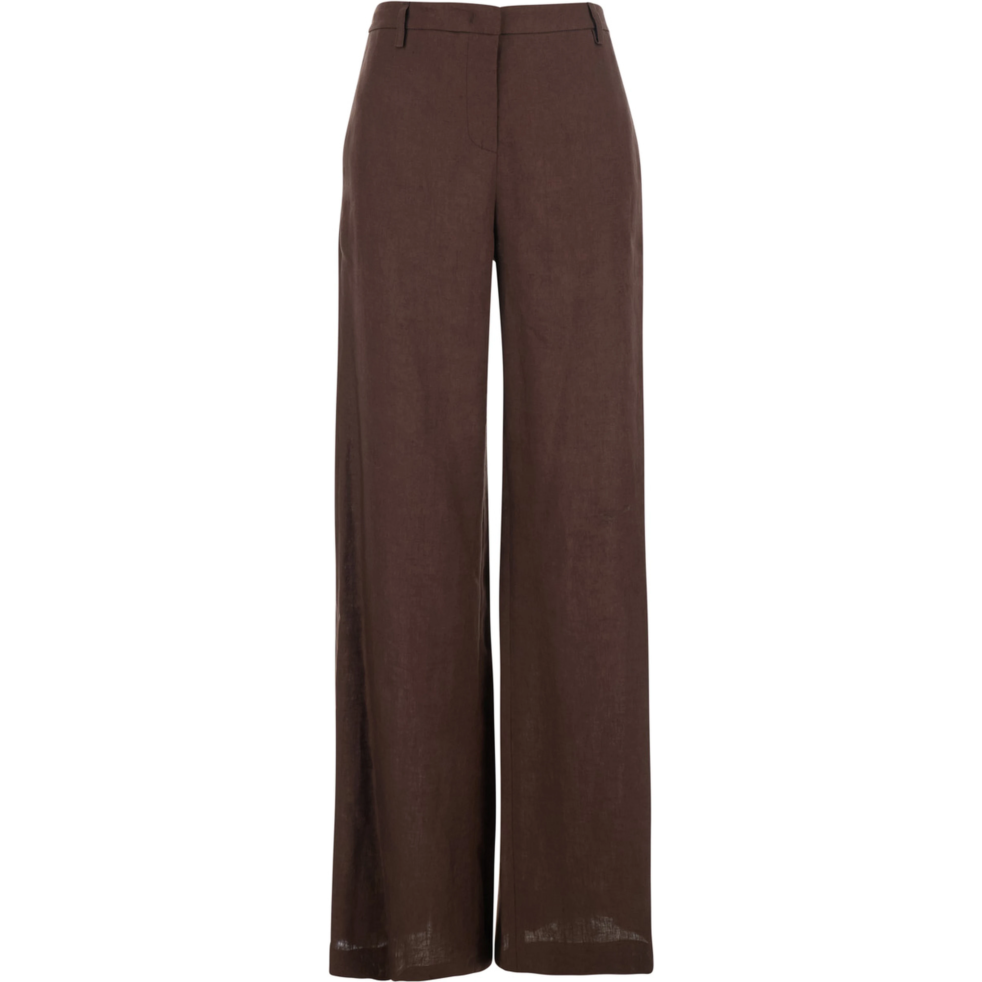 Brown Wide-Leg Linen Pants for Women