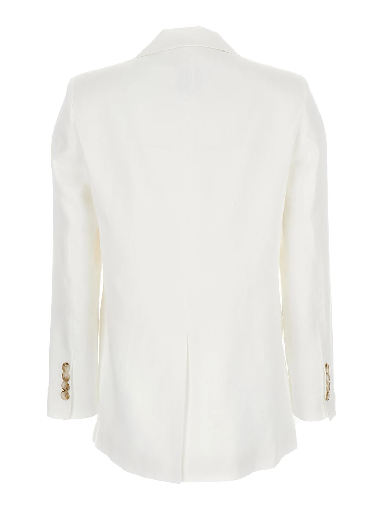 Double-breasted White Linen Jacket for Women alternative
