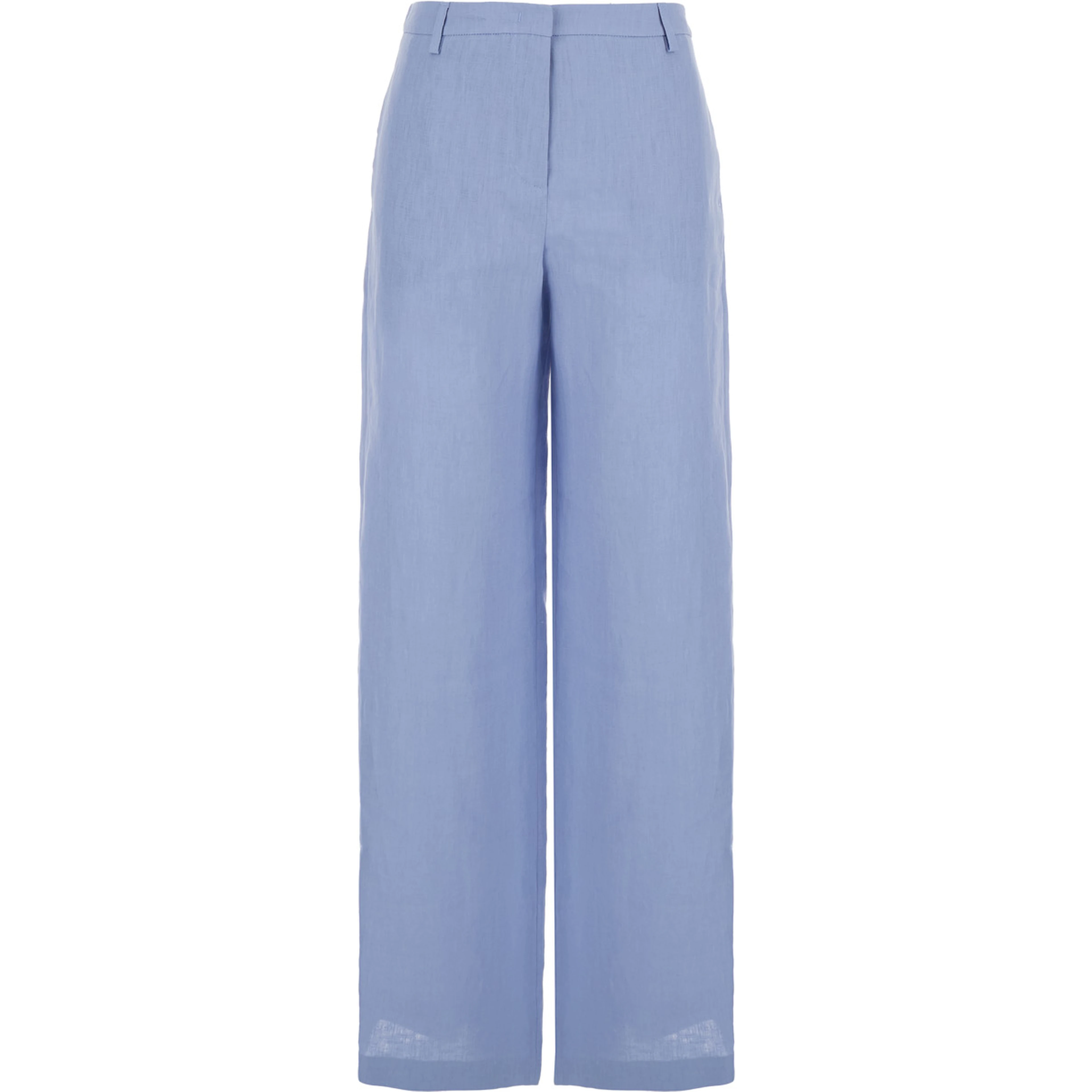 Light-Blue Linen Trousers with Wide Leg Woman
