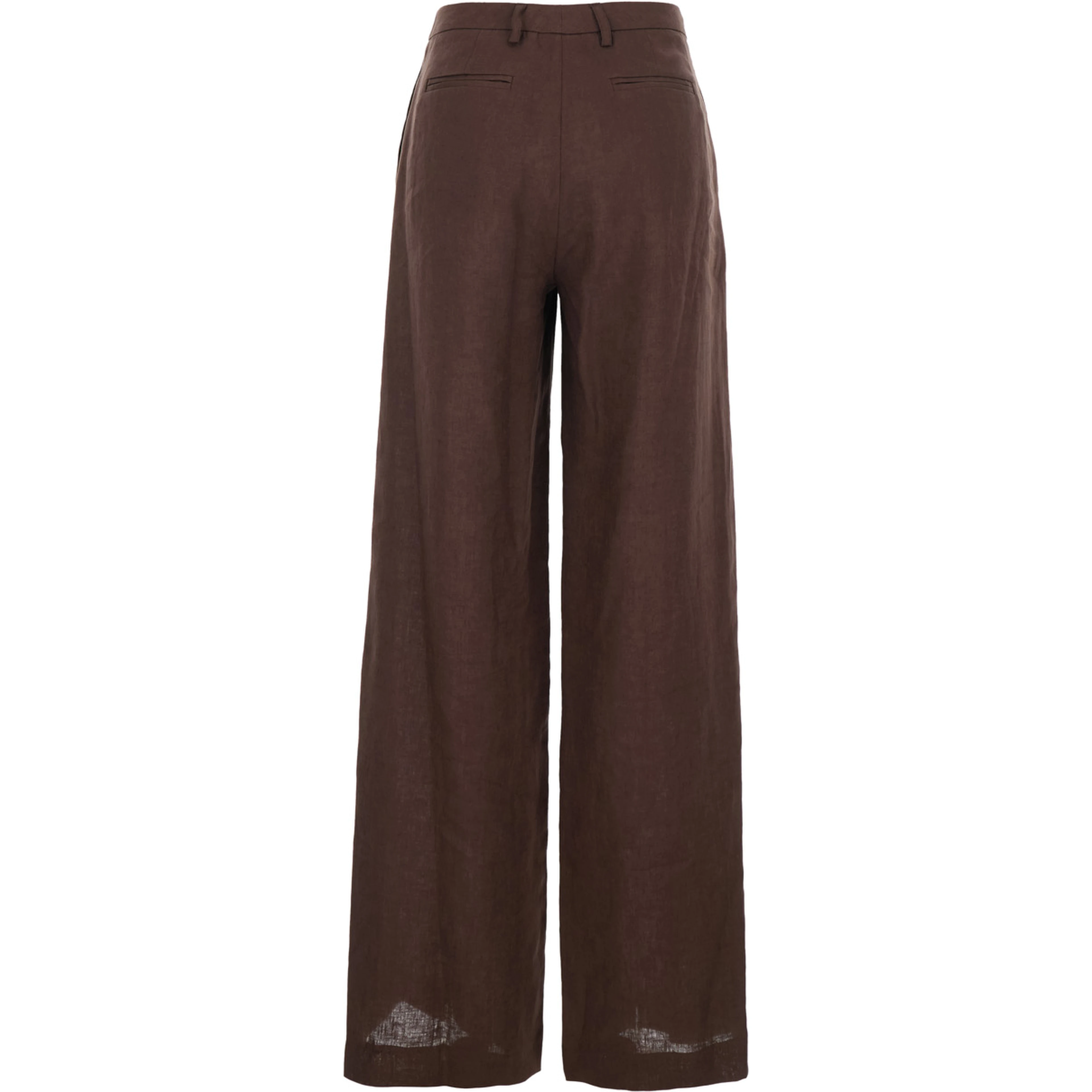 Brown Wide-Leg Linen Pants for Women