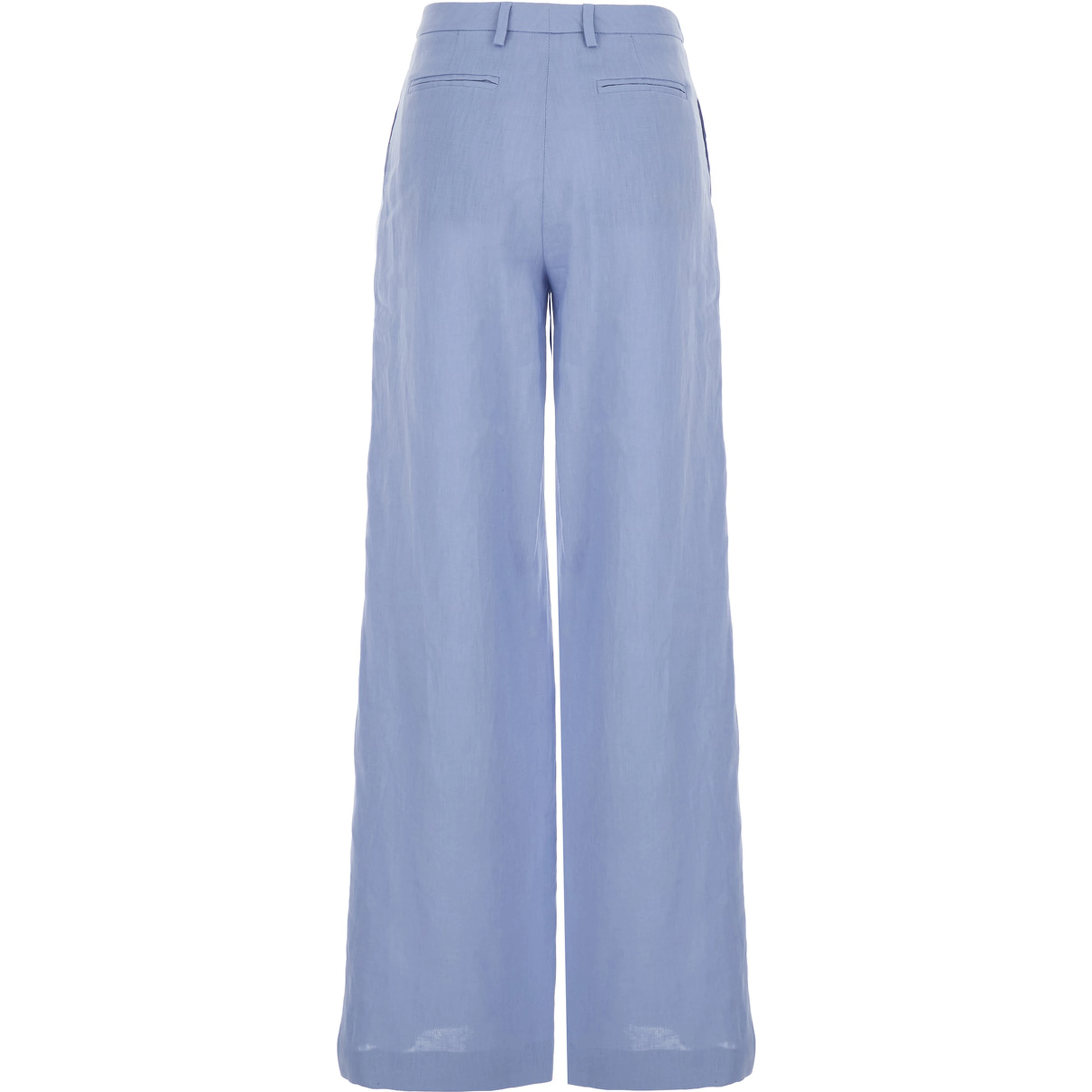 Light-Blue Linen Trousers with Wide Leg Woman