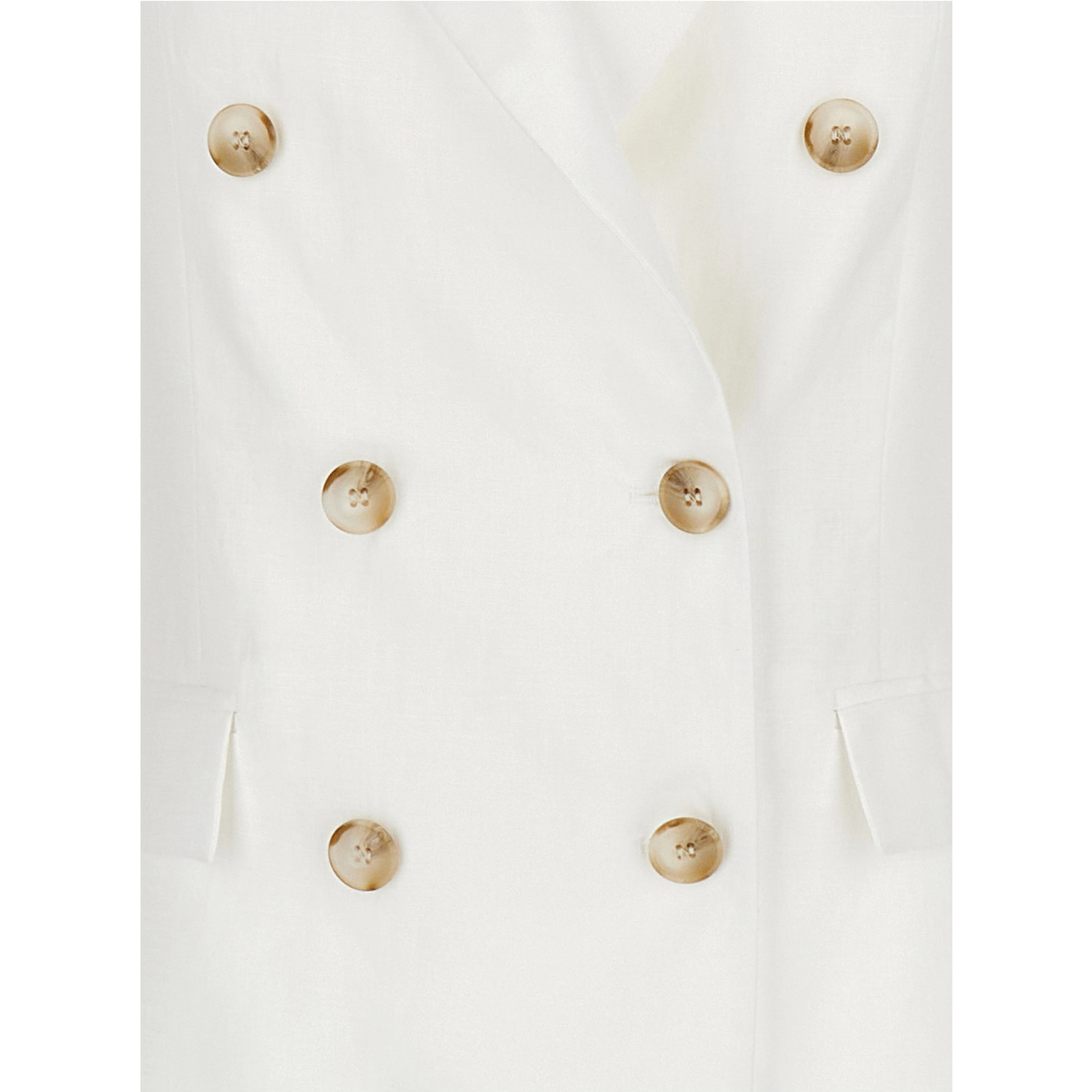 Double-breasted White Linen Jacket for Women