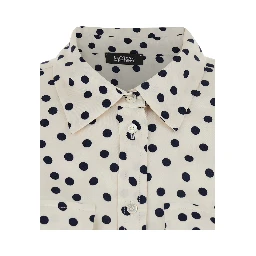 Shirt POIS POCKET SHIRT - White - Shirt with pocket and polka dot patterns in polyester - Women