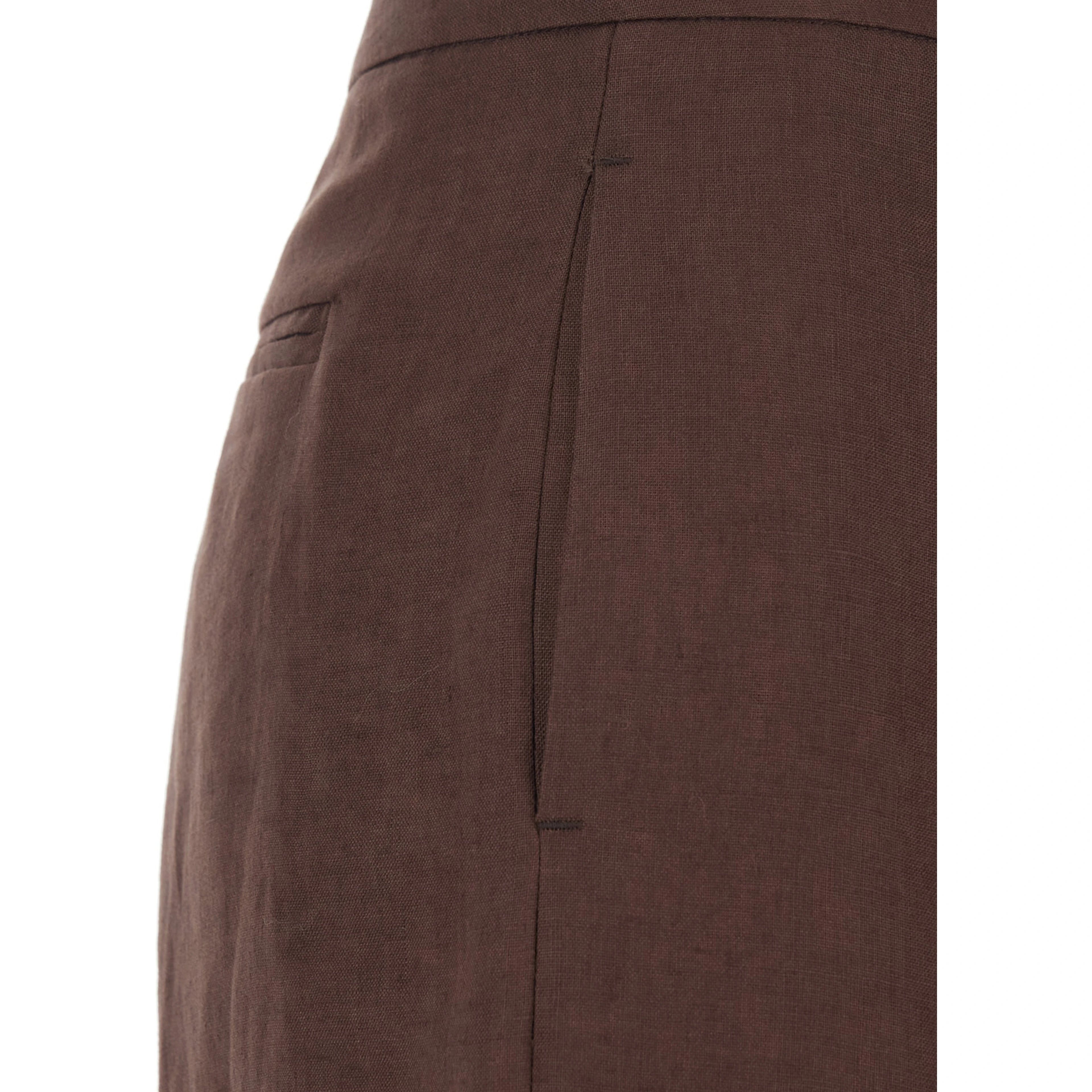 Brown Wide-Leg Linen Pants for Women
