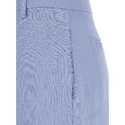 Light-Blue Linen Trousers with Wide Leg Woman