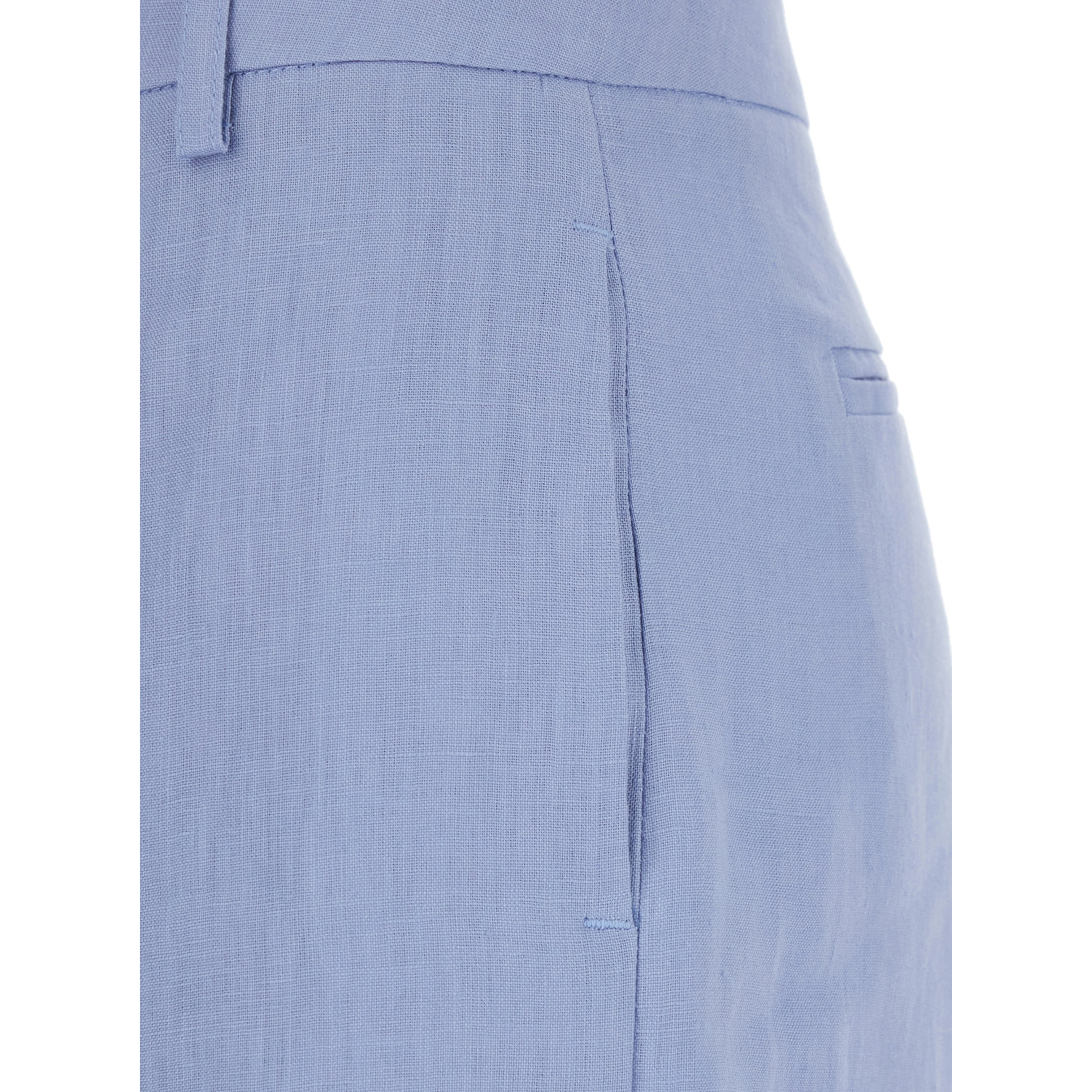 Light-Blue Linen Trousers with Wide Leg Woman