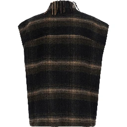 GINESA brown Jacket with fringe design and applied straps in Fabric for women