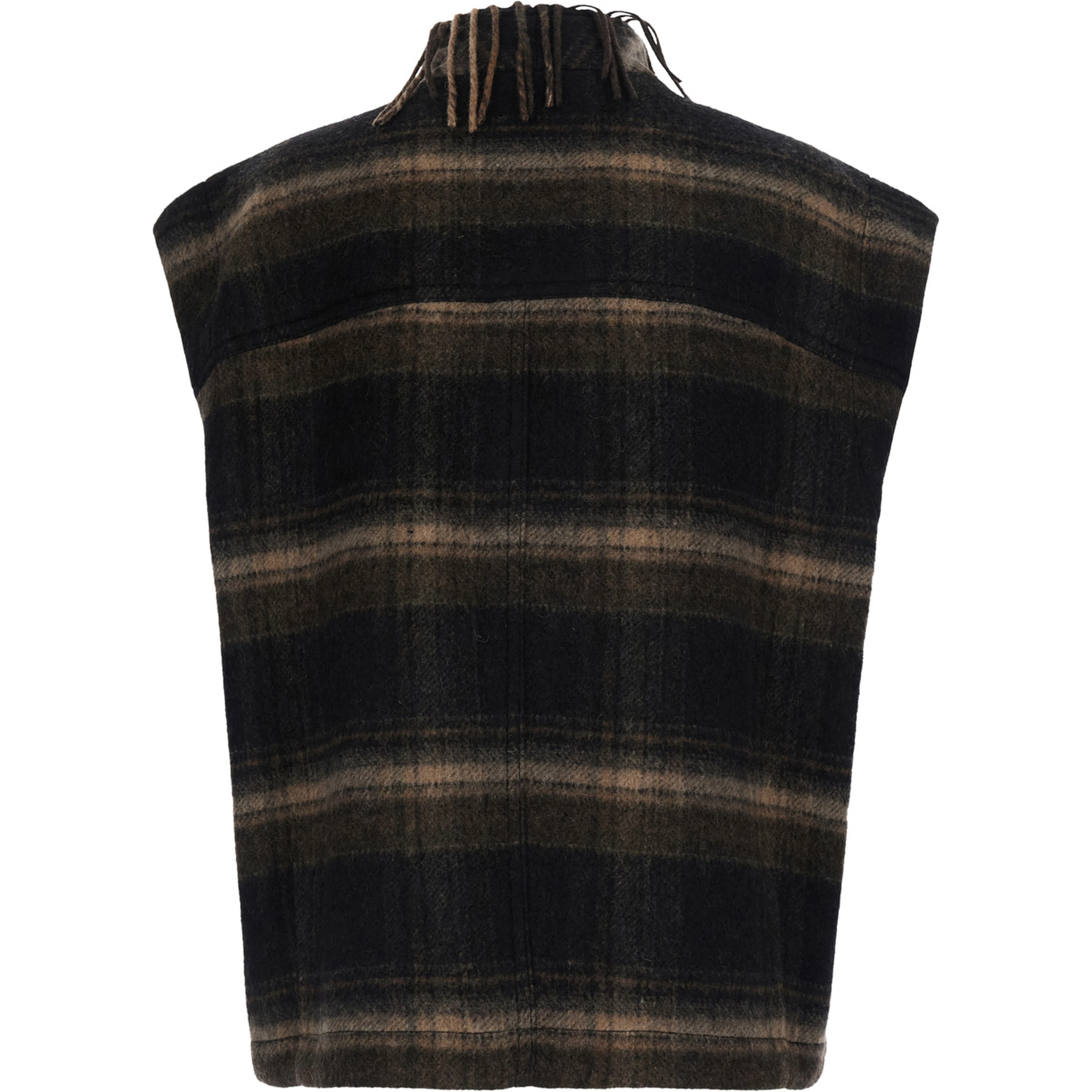 GINESA brown Jacket with fringe design and applied straps in Fabric for women