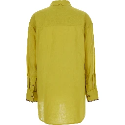 Dynamite yellow Shirt with patch on the sleeve in linen for women