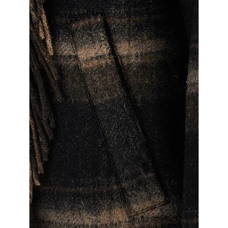 GALEANE Brown jacket with striped motif and fringe details in fabric women