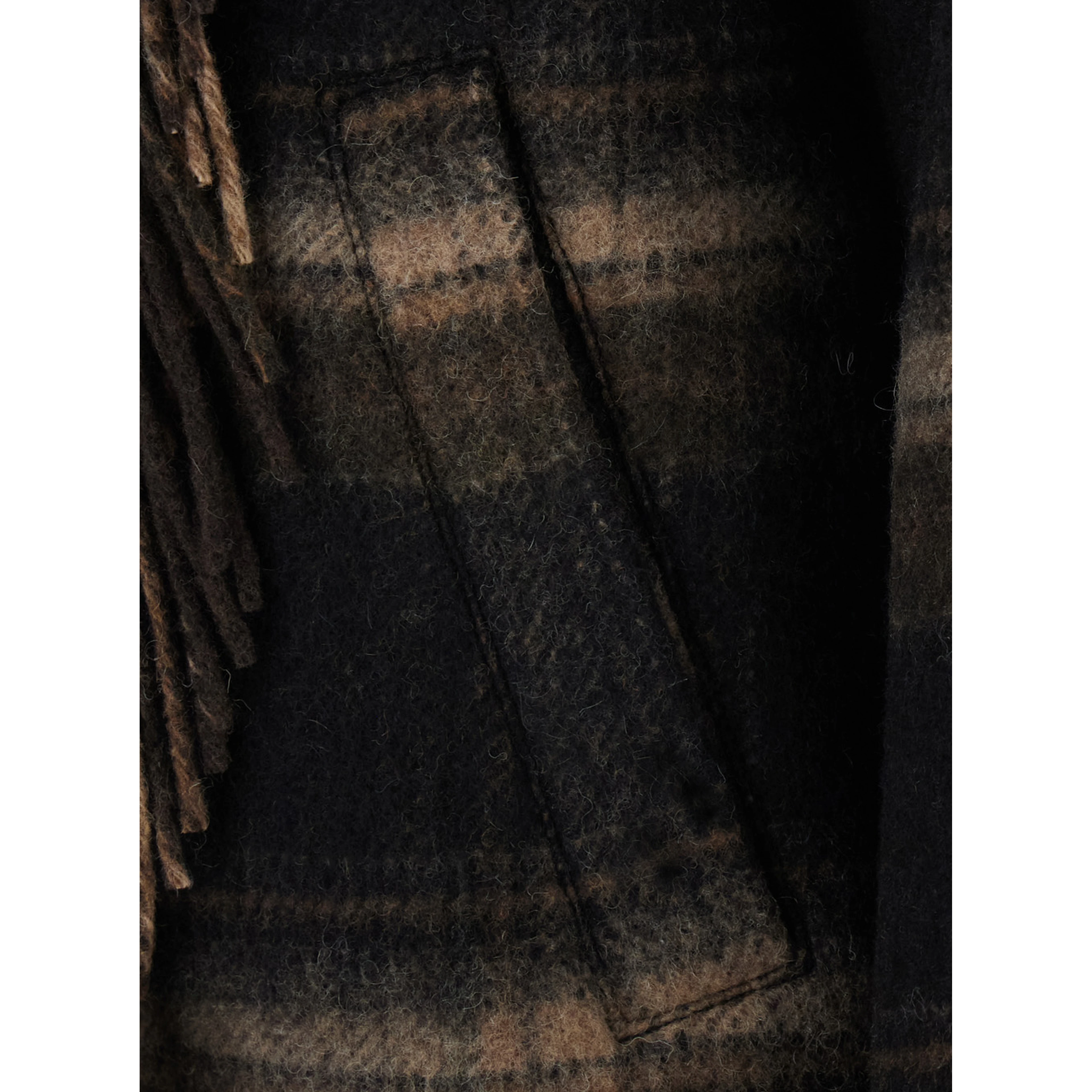 GALEANE Brown jacket with striped motif and fringe details in fabric women