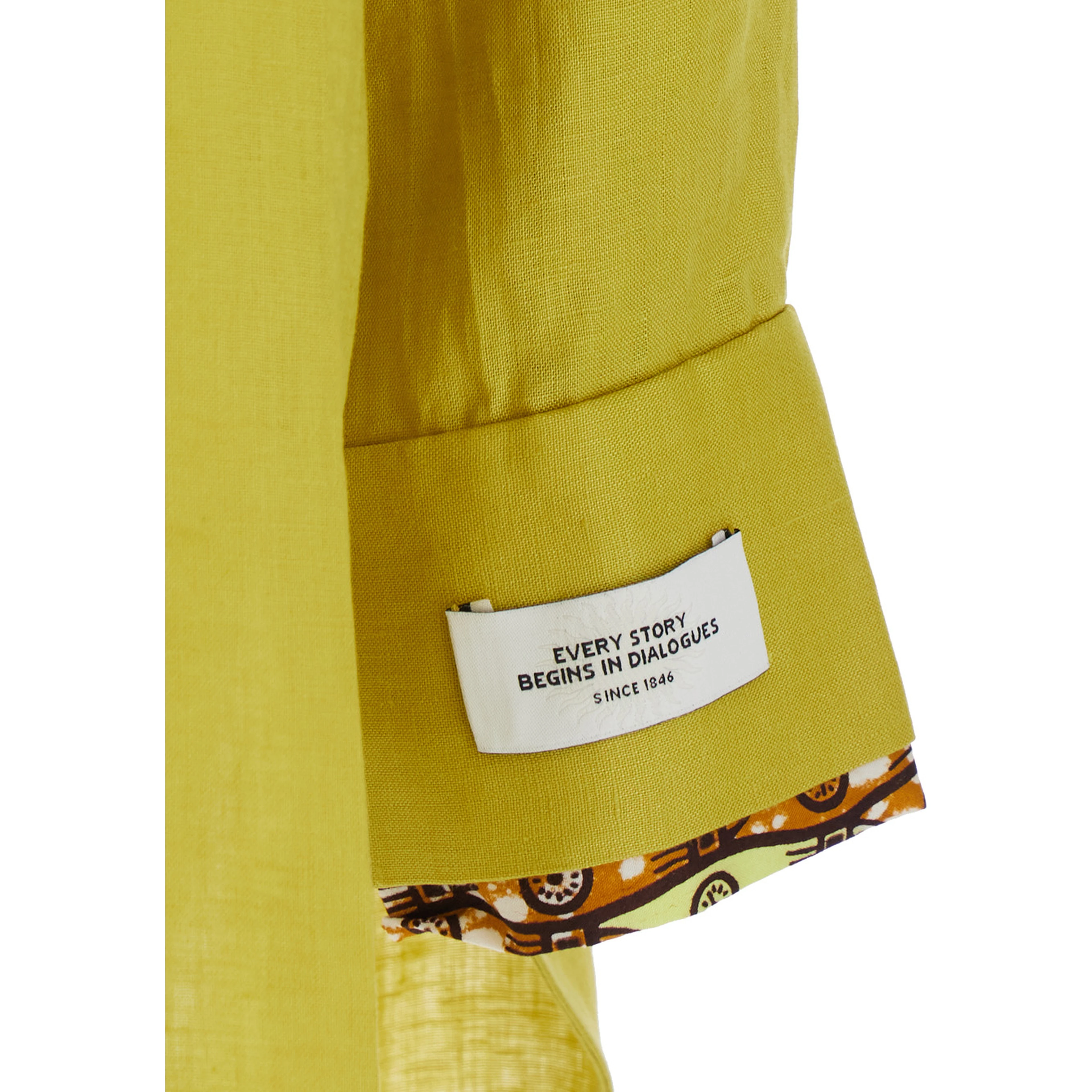 Dynamite yellow Shirt with patch on the sleeve in linen for women