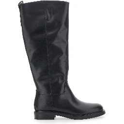 Freya Black boots with side half-zip closure in leather for women