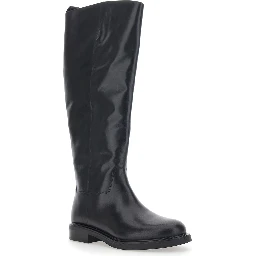 Freya Black boots with side half-zip closure in leather for women