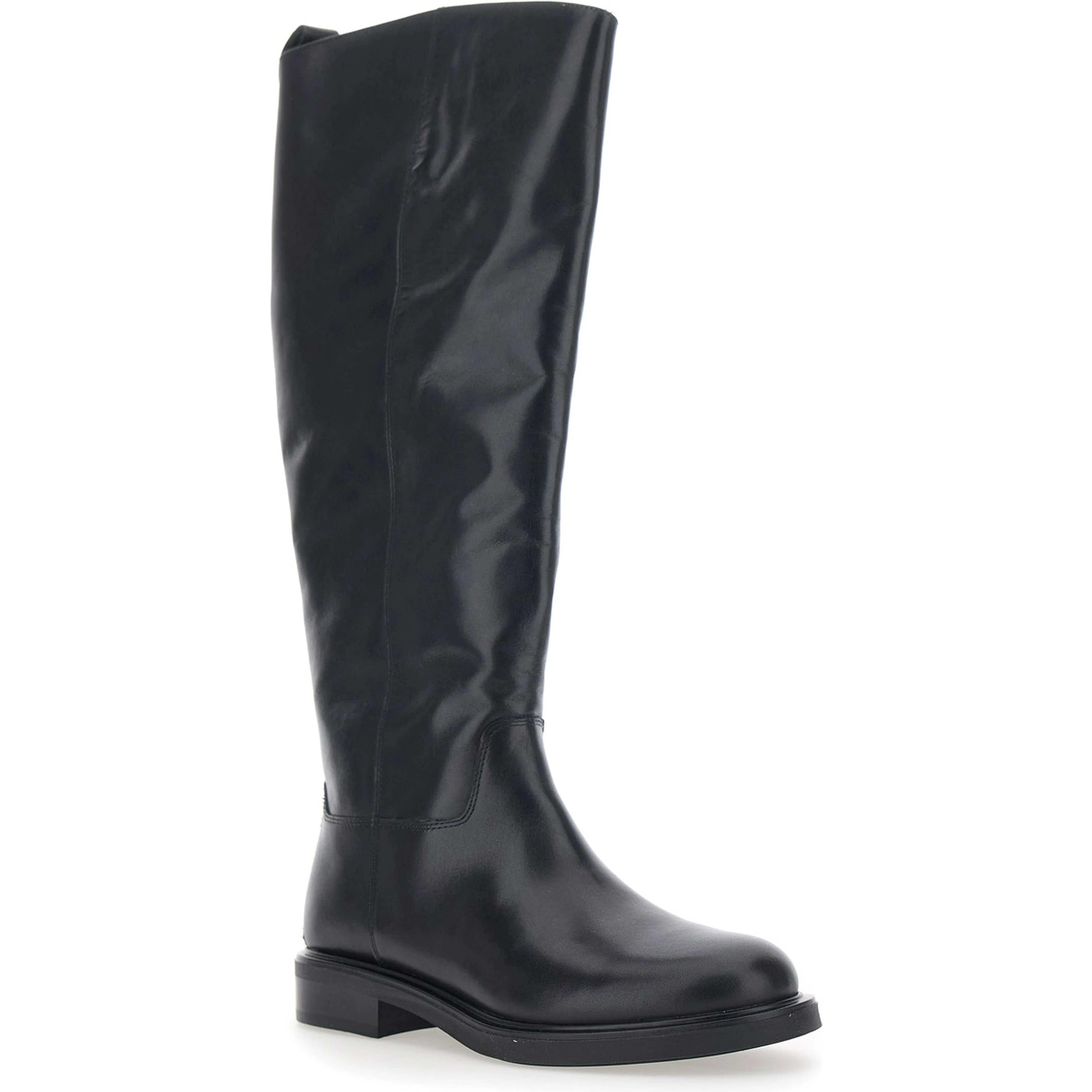 Freya Black boots with side half-zip closure in leather for women