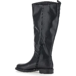 Freya Black boots with side half-zip closure in leather for women