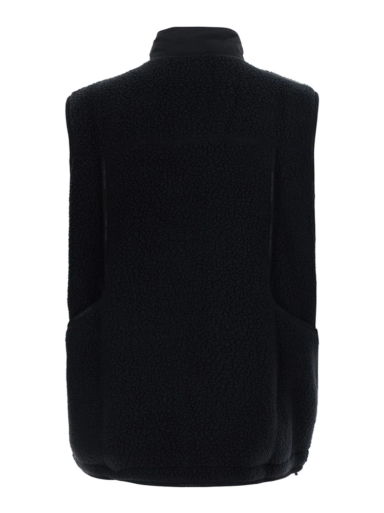 Black High-Neck Vest with Front Logo Patch in Tech Fabric for Men alternative
