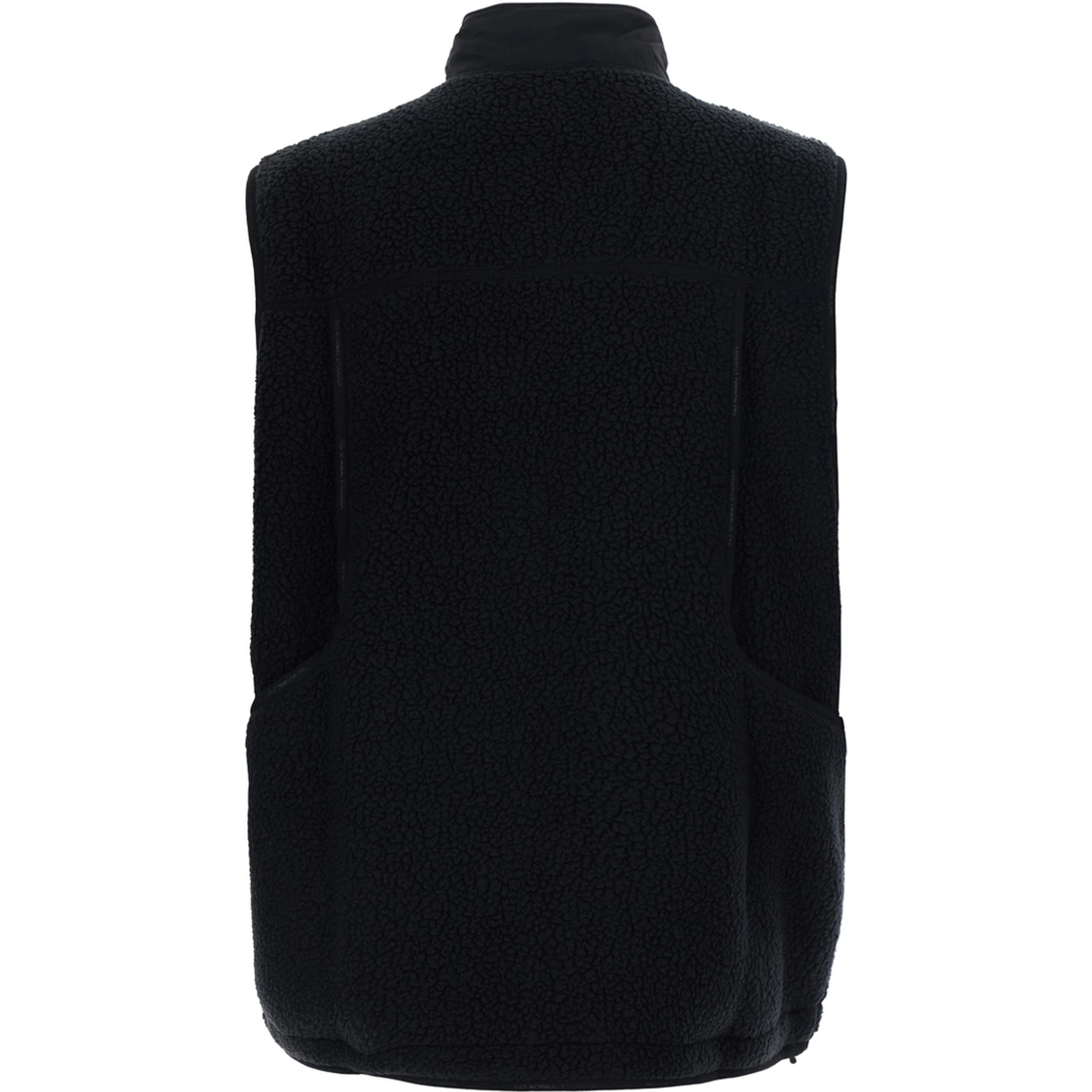 Black High-Neck Vest with Front Logo Patch in Tech Fabric for Men