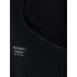 Black High-Neck Vest with Front Logo Patch in Tech Fabric for Men