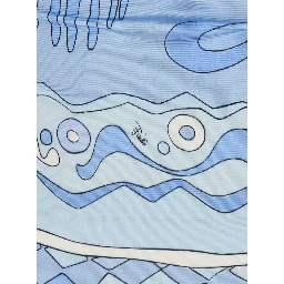 Light Blue Sleeveless Dress with Crossed Spaghetti Straps and All-Over Geometric Print in Stretch Viscose for Women