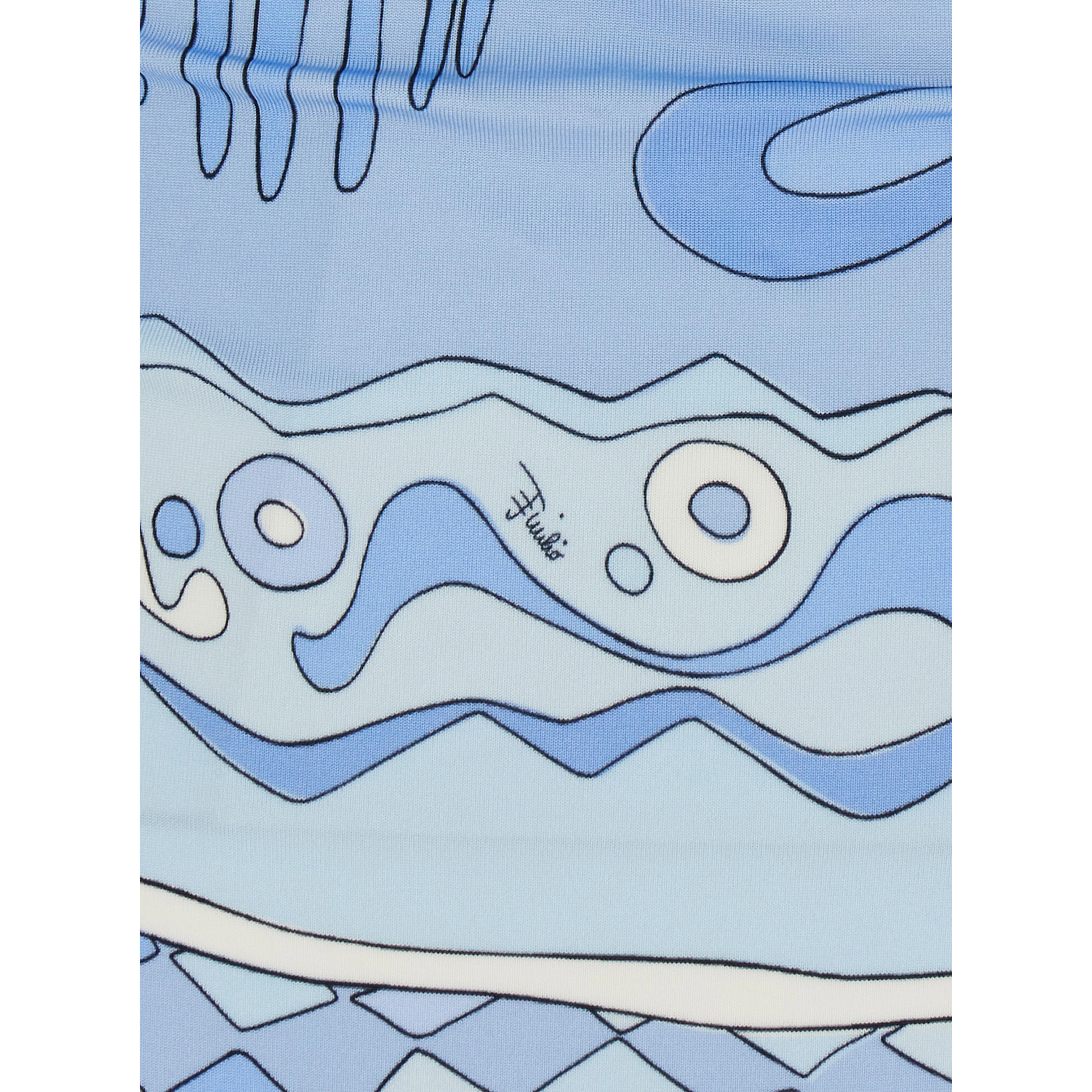 Light Blue Sleeveless Dress with Crossed Spaghetti Straps and All-Over Geometric Print in Stretch Viscose for Women