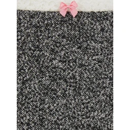 Gray mini skirt with lace trim and polyester and wool fabric, women